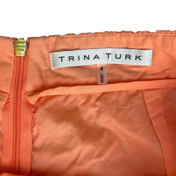 Trina Turk Eyelet Coral Peach Skirt 100% Cotton Size 4 - Picture 4 of 7